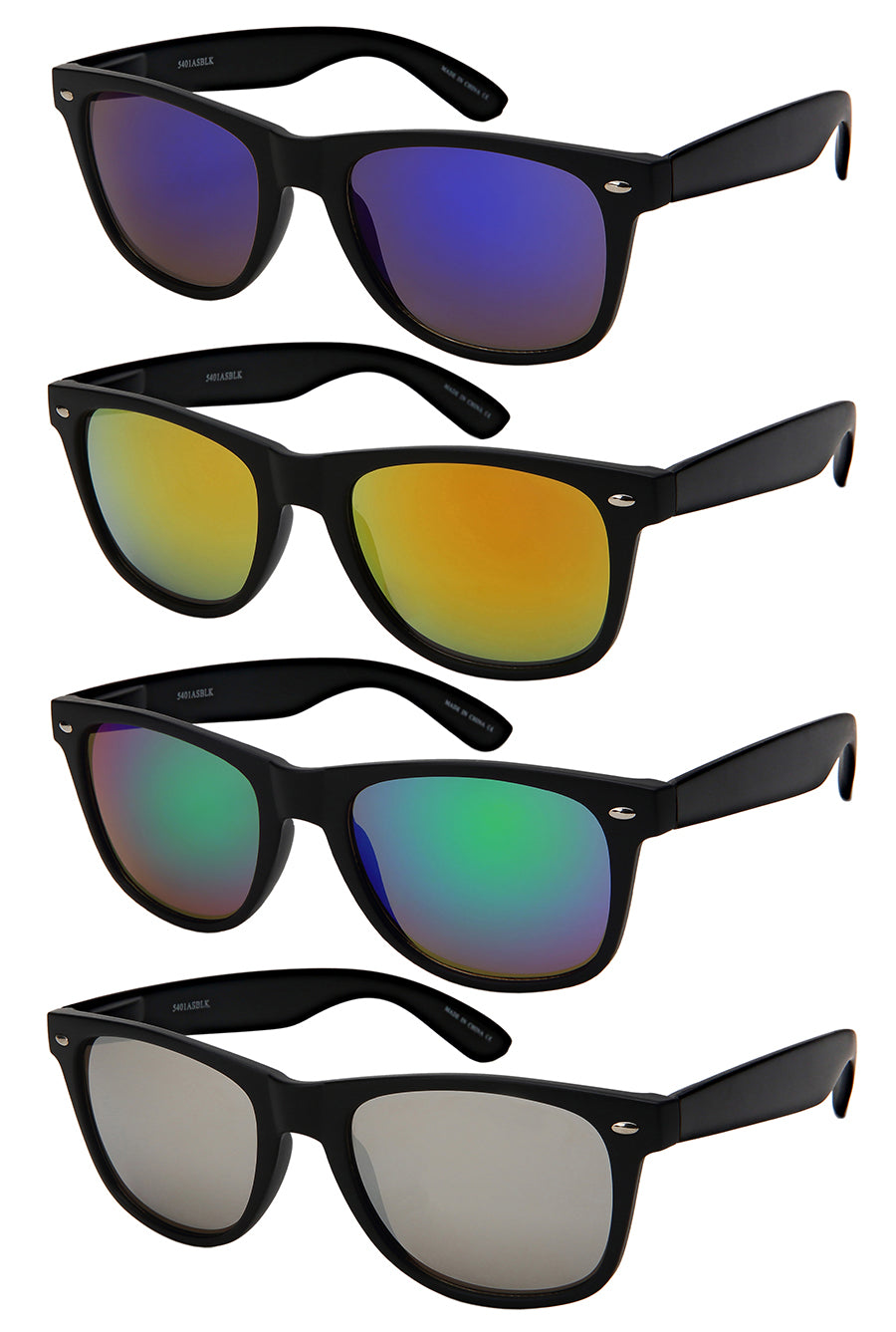 HORNED RIM UNISEX BULK WHOLESALE SUNGLASSES 5401ASMBLK-REV