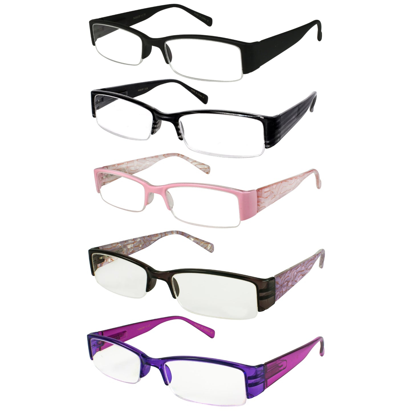 SQUARE SEMI RIMLESS UNISEX READING GLASSES 540603PTT