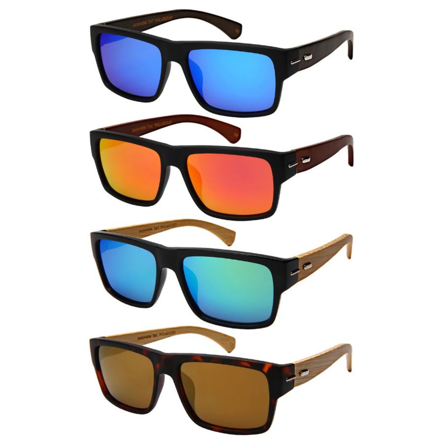POLARIZED SQ BAMBOO W/BAG MEN SUNGLASSES BULK 540894BM-PRV-B