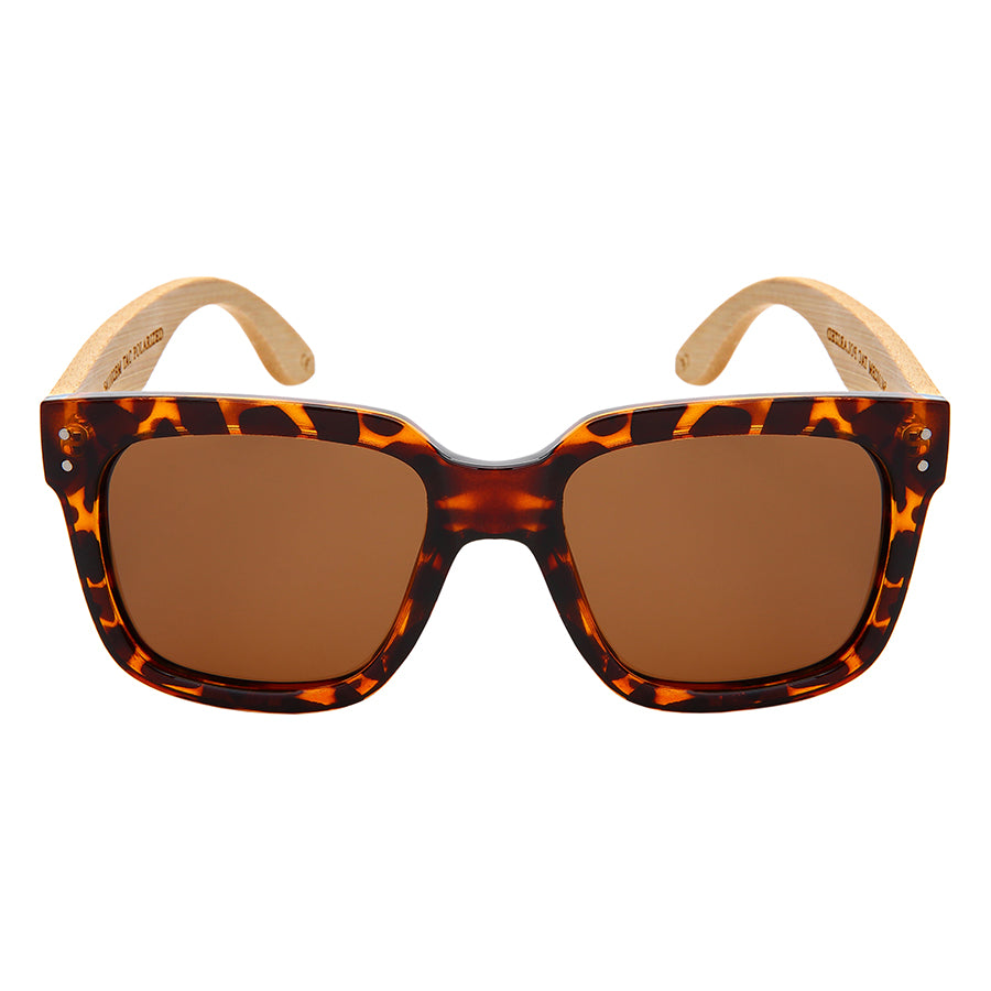 POLARIZED SQ BAMBOO W/BAG UNISEX SUNGLASSES BULK 541102BM-P