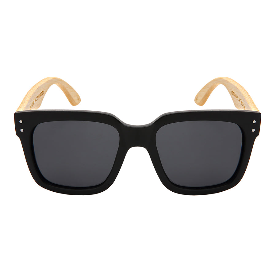 POLARIZED SQ BAMBOO W/BAG UNISEX SUNGLASSES BULK 541102BM-P