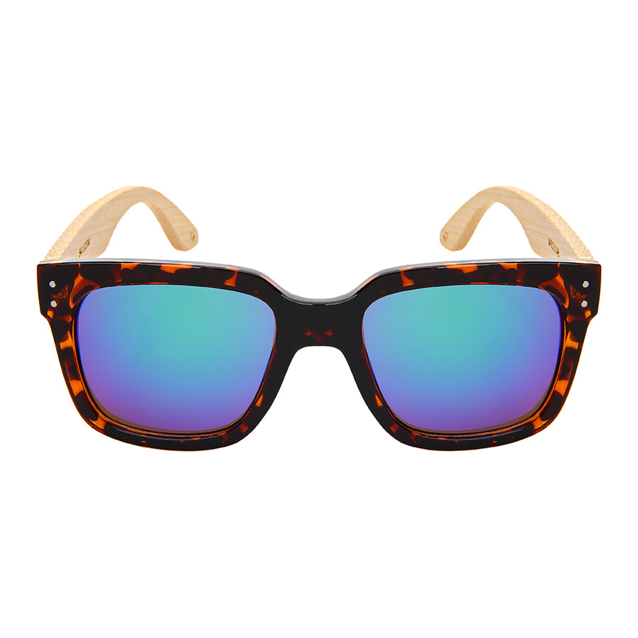 SQUARE BAMBOO W/BAG UNISEX SUNGLASSES WHOLESALE 541102BM-REV-B