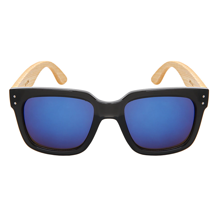 SQUARE BAMBOO W/BAG UNISEX SUNGLASSES WHOLESALE 541102BM-REV-B