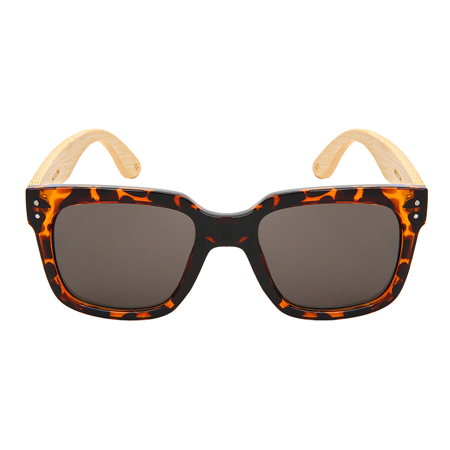 SQUARE BAMBOO W/BAG UNISEX SUNGLASSES BULK 541102BM-SD-BAG