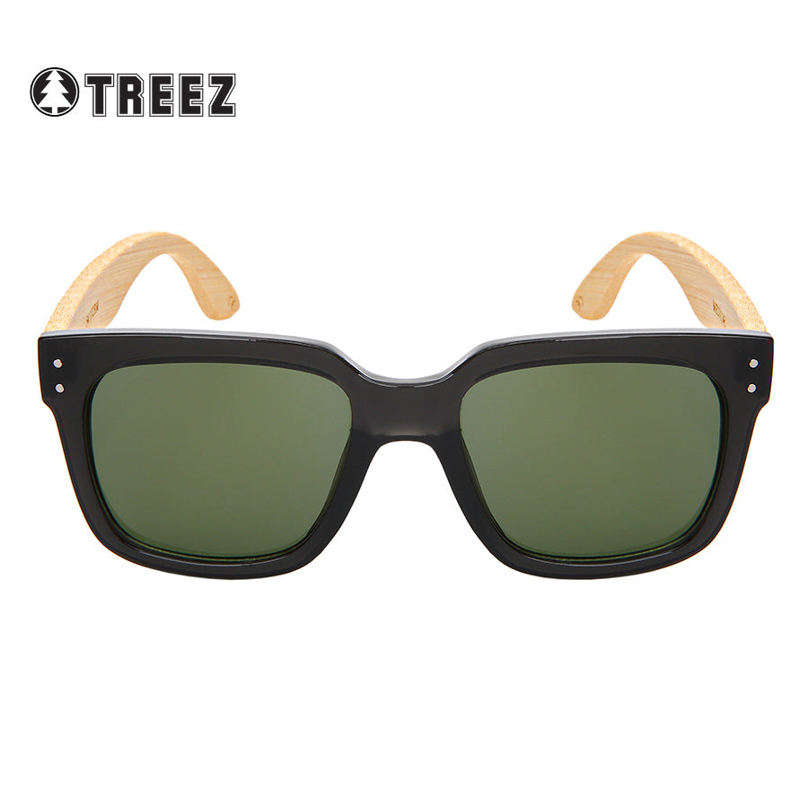SQUARE BAMBOO W/BAG UNISEX SUNGLASSES BULK 541102BM-SD-BAG