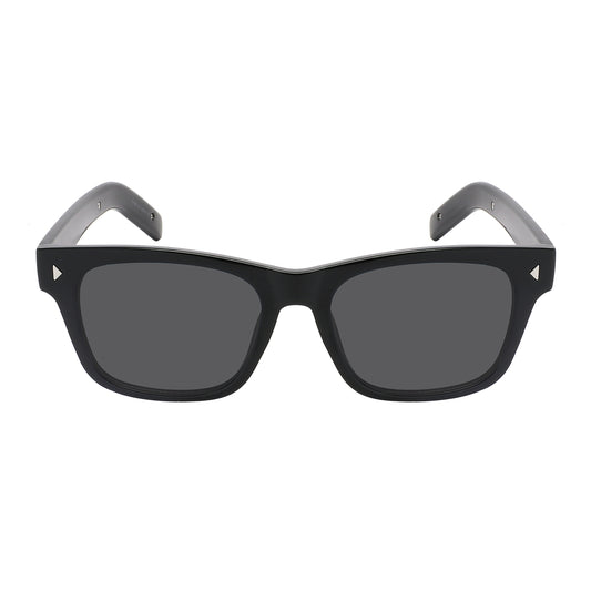 Step into timeless style with these classic retro-style sunglasses, sleek black frame and dark smoke lenses, and subtle metal diamond rivet accents at the corners. 