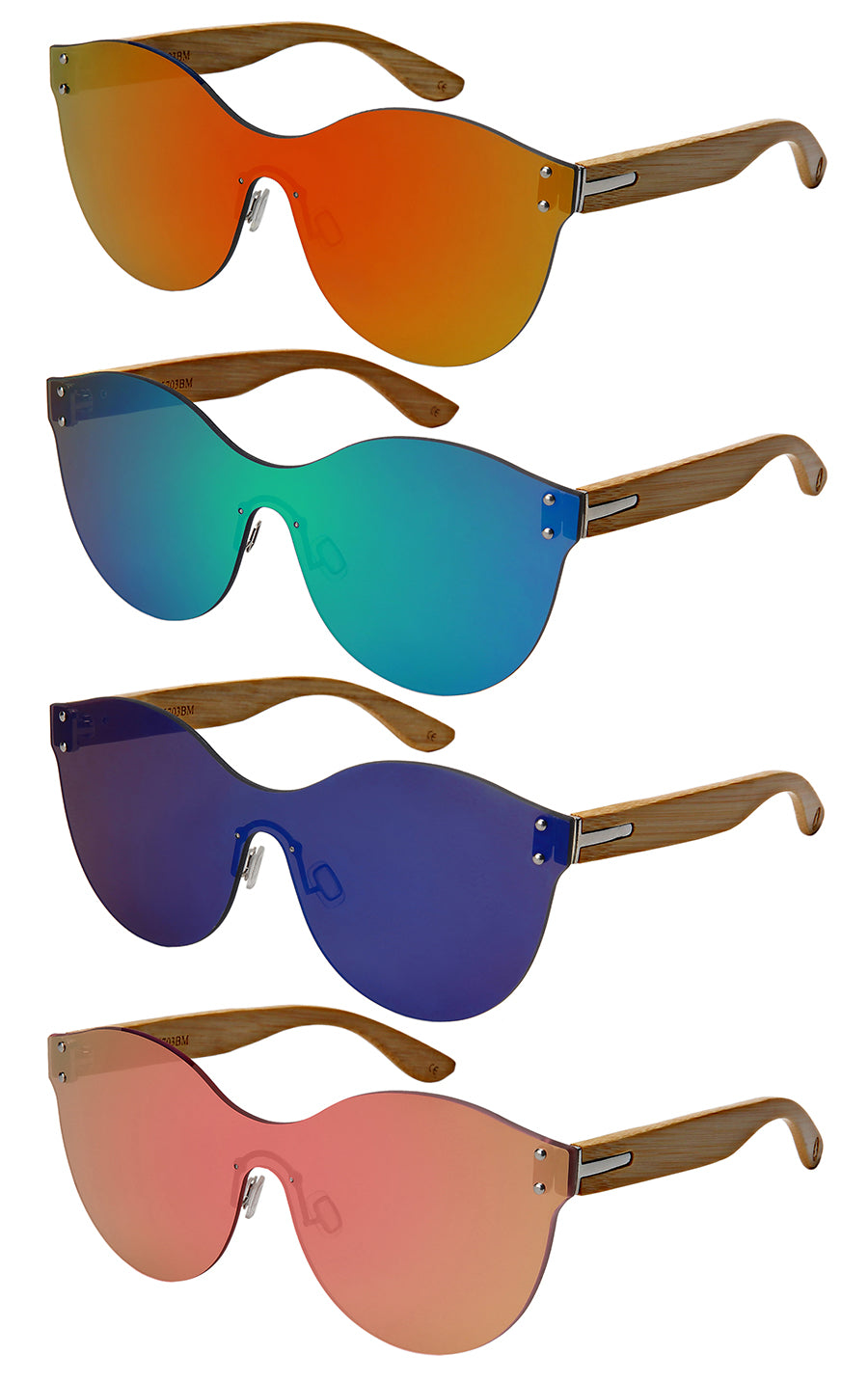 GEOMETRIC BAMBOO W/BAG WOMEN BULK SUNGLASSES 55703BMZ-FLREVB