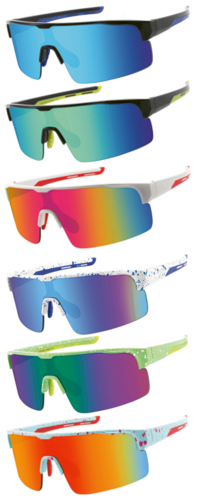 S HALF FRAME SPORTS SHIELD UNISEX COLOR MIRROR SUNGLASSES 55712/RV