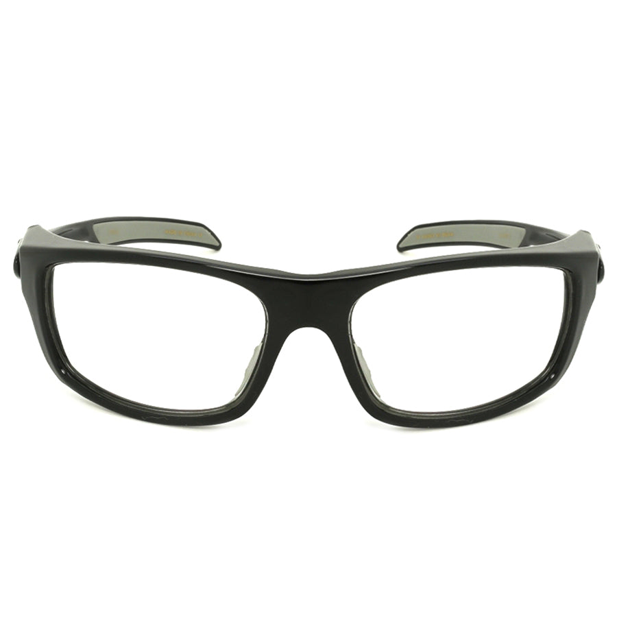 Black eyeglasses on a white background