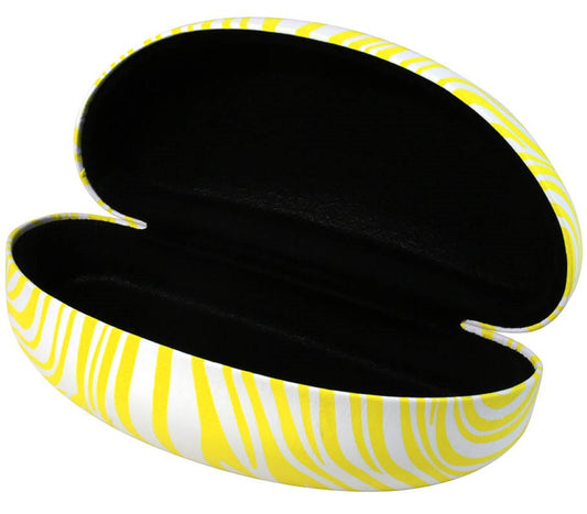 YELLOW ZEBRA PRINT CLAMSHELL SUNGLASSES HARD CASE BULK WHOLESALE B59-24ZB-YL